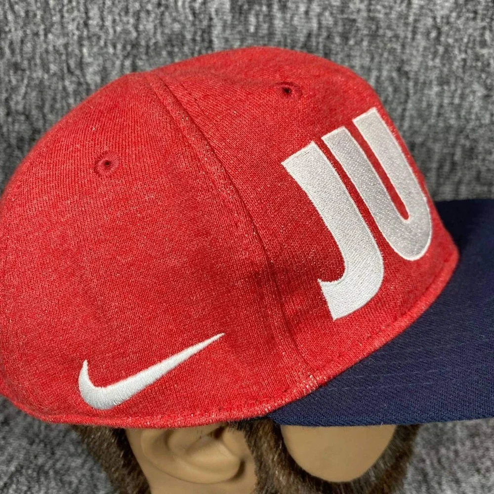 Nike‎ Just Do It Snapback Hat Kids Size 4 7 Red Blue Swoosh Logo Flat Brim Cap